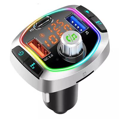 LED Backlit Bluetooth FM Transmitter Car MP3 Player QC 3.0+PD Type C Fast Charge - Image 1 of 4
