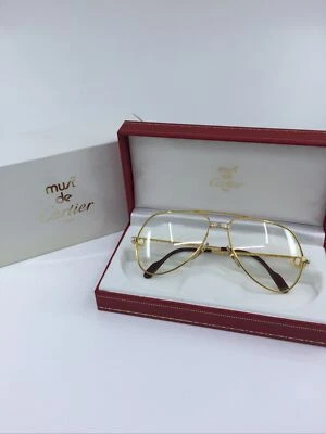 New Vintage Cartier Vendome Santos Aviator Eyeglasses 18K Gold Plated 56-14mm - Image 1 of 4