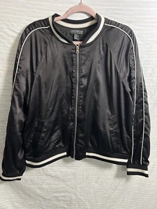 Forever 21 Women’s Bomber Jacket Embroidered “California” Black Zip Size 1X - Picture 1 of 7