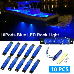 10 Blue LED Pods Rock Underbody Wheel Lights For Jeep Offroad Truck UTV ATV Boat - Picture 1 of 12