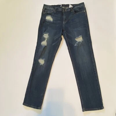 Pantalones de mezclilla Eunina para mujer relajados ajustados tiro bajo talla 13 desgastados Foto 1 de 4