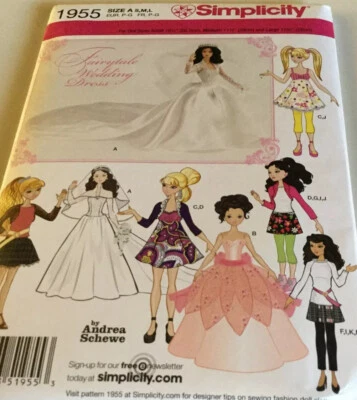 Simplicity Fairytale Royal Wedding 1955 Pattern Fashion Doll Dress 10.5-12.5" - Image 1 of 4