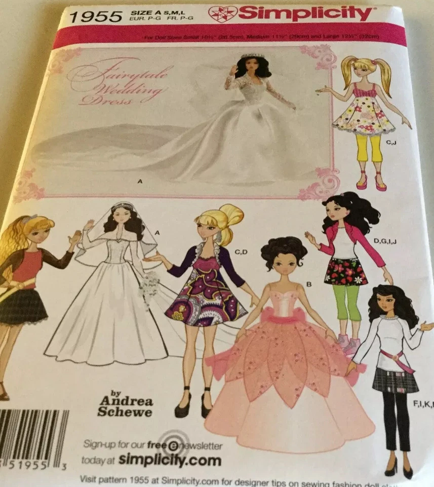 Simplicity Fairytale Royal Wedding 1955 Pattern Fashion Doll Dress 10.5-12.5" - Image 1 of 4