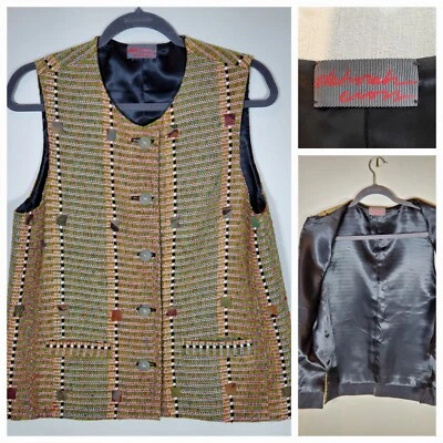 Deborah Cross Fiber Artist Button Front Vest Multicolor Woven Boho  Women's OSFA - Image 1 of 4