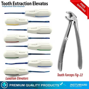 Dental Luxating Elevators Tooth Forceps Luxation Root Extracting Extraction Kit - Picture 1 of 3