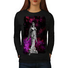 Wellcoda Dark Angel Skeleton Womens Long Sleeve T-Shirt, Religion Casual Design