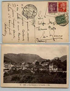 FRANCIA-Cartolina GEX->San Remo 8.8.1937 tassata in arrivo 25c(37) - Picture 1 of 1
