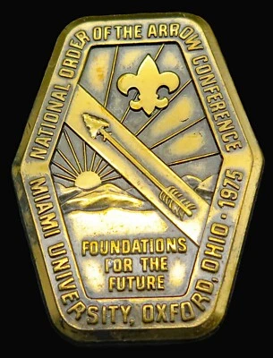 Orden de la Flecha Conferencia Universidad de Miami Oxford Ohio BSA Hebilla de Cinturón Foto 1 de 3