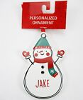 JAKE Personalized Name Holiday Ornament Snowman Xmas Target Ganz 3.5" Ceramic