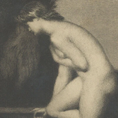 La Fontaine Nu Jean Jacques Henner - Eau forte originale Courtry XIXe - Photo 1/4