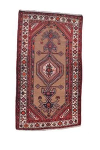 Türkischer Teppich Vintage Tribal rot beige 3 x 6 Wolle handgeknüpft einzigartig - Bild 1 von 6