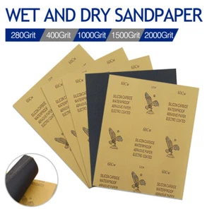 10/20X Wet and Dry Sandpaper 23x28cm 280 to 2000 Grit Abrasive sheet Waterproof - Picture 1 of 14