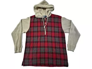 Polo Ralph Lauren Vintage Uomo XL Plaid Tan 1/4 Bottone Felpa Pullover Camicia - Foto 1 di 20