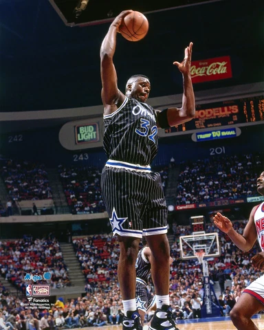 Shaquille O'Neal Orlando Magic Unsigned Black Jersey Rebounding vs Cover