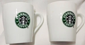 Set of 2 Starbucks Coffee Mugs 8 Oz Classic Mermaid Logo 2007 White - Picture 1 of 6
