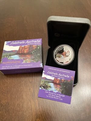 2010 $1 Proof CELEBRATE AUSTRALIA 1oz Silver - Northern Territory, Boston ANA - Image 1 of 4