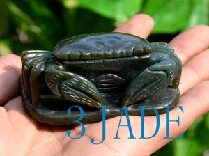 Natürliche Nephrit Jade Krabbe Schnitzerei / Skulptur Statue - Bild 1 von 8