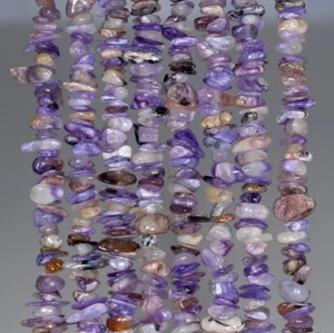 "Cuentas sueltas con chips de piedras preciosas charoite de 6-7 mm 34" - Imagen 1 de 4