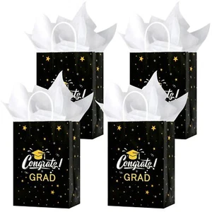 Graduation Gift Bag with Tissue Paper Graduate Paper Bags with Handle 12 Pack - Picture 1 of 7