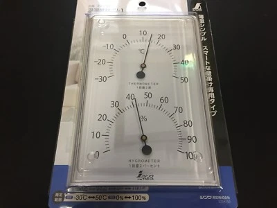 Shinwa Regla Termómetro e Higrómetro Cuadrado W-1 BLANCO 70510 de JAPÓN Foto 1 de 4