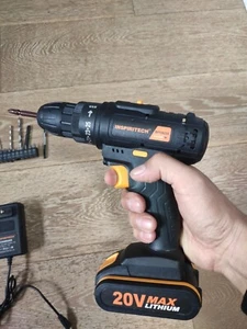 INSPIRITECH 20V Cordless Drill with Battery and Charger - Picture 1 of 24