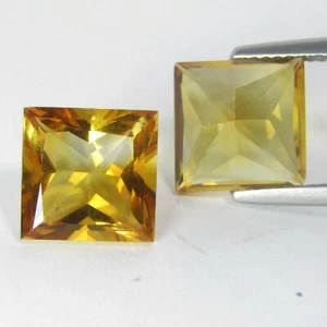 6.58Cts Natural Amazing Sparkling Citrine 9.2mm Princess Cut Pair Collection VDO - Picture 1 of 3