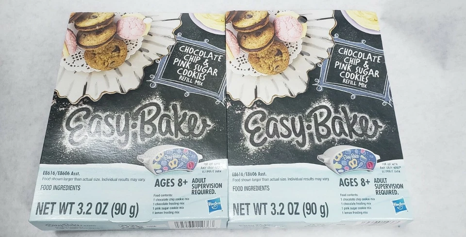 Hasbro Easy-Bake Oven Chocolate Chip & Pink Sugar Cookie 3.2 oz Refill Mix
