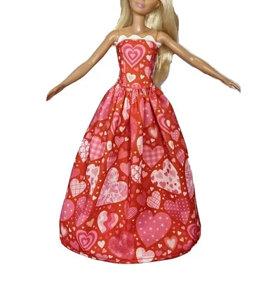 Vestido Corazón Día de San Valentín Rojo Ropa Hecha a Mano Se Adapta a Muñeca de Moda 11.5" 1/6 Foto 1 de 3