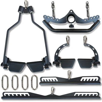5Pcs Set Black Adjustable Lat Pull down Bar Cable Machine Attachments for Gym - Image 1 of 4