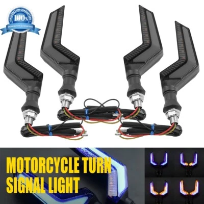 Luz indicadora de señal de giro trasera delantera universal para motocicleta 4 piezas (azul/ámbar) E Foto 1 de 4