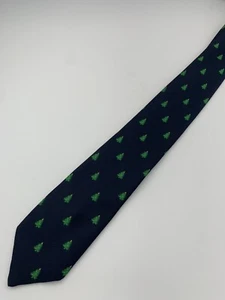 Vtg Cape Cod Mens Tie Silk Blend Made In USA Christmas Tree Blue FREE SHIPPING! - Picture 1 of 3