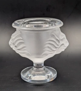 Lalique France Crystal Frosted Lion Head Glass Candle Holder / Night Light - Picture 1 of 7