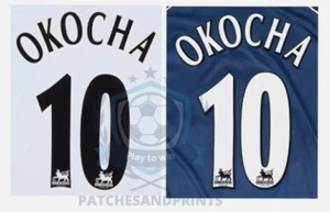 1997-2007 Black White Okocha 10 Bolton EPL Player Size Premier League Nameset - Picture 1 of 1