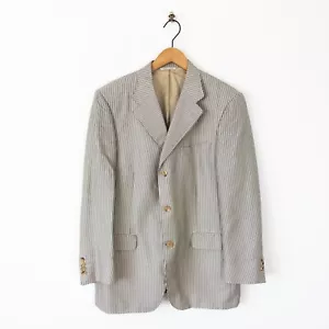 CANALI Cotton Cashmere Silk Cream Blue Stripe Woven Blazer Jacket Size 44 54 - Picture 1 of 9