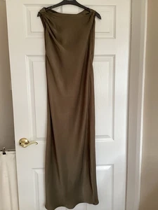 Zara Long brown Satin Sleeveless Dress In Size M - Picture 1 of 8