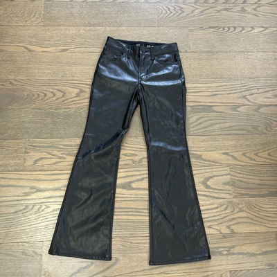 FAUX LEATHER PANTS Girls Gap Kids 10 High Rise Bell Bottom Punk Goth Biker NICE - Image 1 of 4