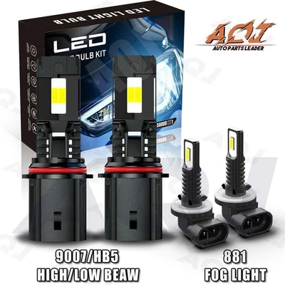 For Dodge Stratus 2001-2005 LED Headlights Hi/Lo Beam + Fog Light Bulbs Combo Foto 1 de 4