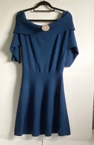 APRICOT BARDOT DRESS SIZE 14 (UK) DARK TEAL KNIT 3/4 LENGTH SLEEVE SKATER *NEW* - Picture 1 of 10