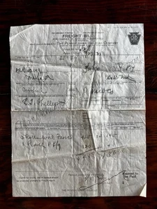 1930 Pennsylvania Railroad Freight Bill to L T Phillips Melfa VA for Roll Fence - Picture 1 of 2