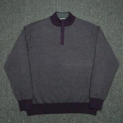 Suéter Peter Millar Para Hombres XXL Púrpura Ojo de Pájaro Cuarto Cremallera Lana Merino Extrafina Foto 1 de 4
