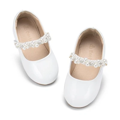Zapatos planos de ballet de perlas para bodas con lazos ajustables y suaves para niñas con flores... Foto 1 de 4