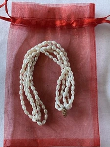 Five Strand Freshwater Pearl Bracelet & 14Kt Gold Clasp, Mint, Never Worn - Picture 1 of 12