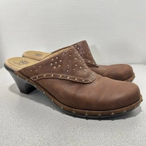 Zoccoli Sofft in pelle marrone con borchie donna 10M western boho hippie scarpe biker - Foto 1 di 8