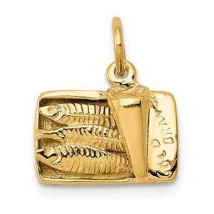 14k Yellow Gold Sardine Can Charm A0290 - Picture 1 of 5