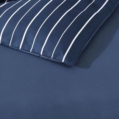 Funda nórdica Nautica Longdale a rayas lisas azul marino King nueva sin etiquetas Foto 1 de 4