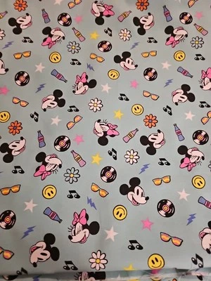 2 YARD NEW MICKEY MINNIE MOUSE SUMMER PARTY COTTON FABRIC SEWING QUILTING DISNEY - Image 1 of 4