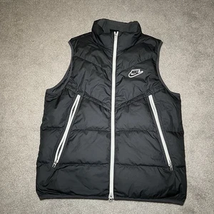Nike Streetwear Down Puffer Padded Black Vest Gilet Bodywarm Size Mens Medium  - Picture 1 of 15