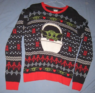 Star Wars Baby Yoda GeekNet Adult XL NavyBlue Snow Ski Holiday Christmas Sweater - Image 1 of 4