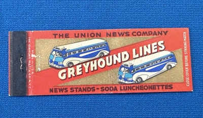 Greyhound Lines Bus Service & Union News Co VTG Matchbook Cover Lt#2043 - Image 1 of 2