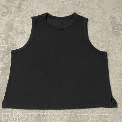 Lululemon Classic-Fit Cotton-Blend Tank Top Muscle Tee Womens 6 Black Athleisure - Image 1 of 4